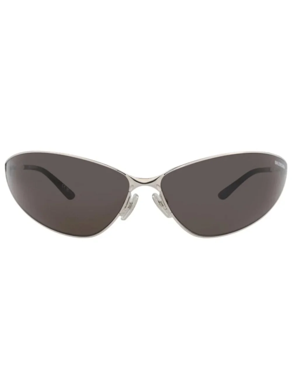 New Balenciaga Women's Sunglasses Shield Wrap Metal Frame Unisex Silver Silver